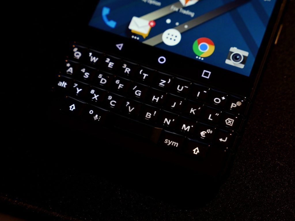 Beleuchtete Tastatur des Blackberry KeyOne Black Edition